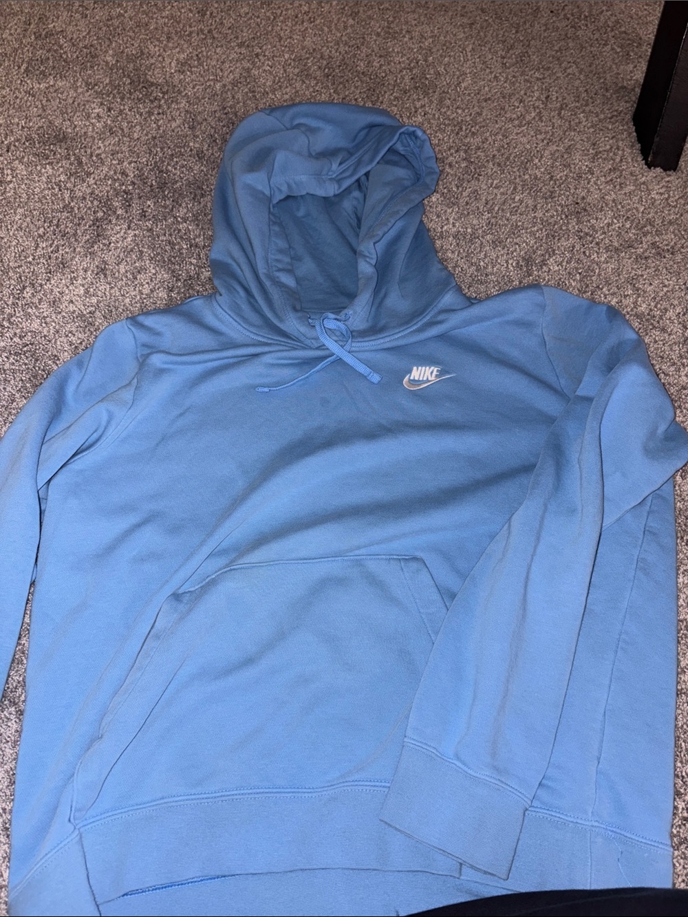 Nike Light Blue Pullover Hoodie with White Swoosh